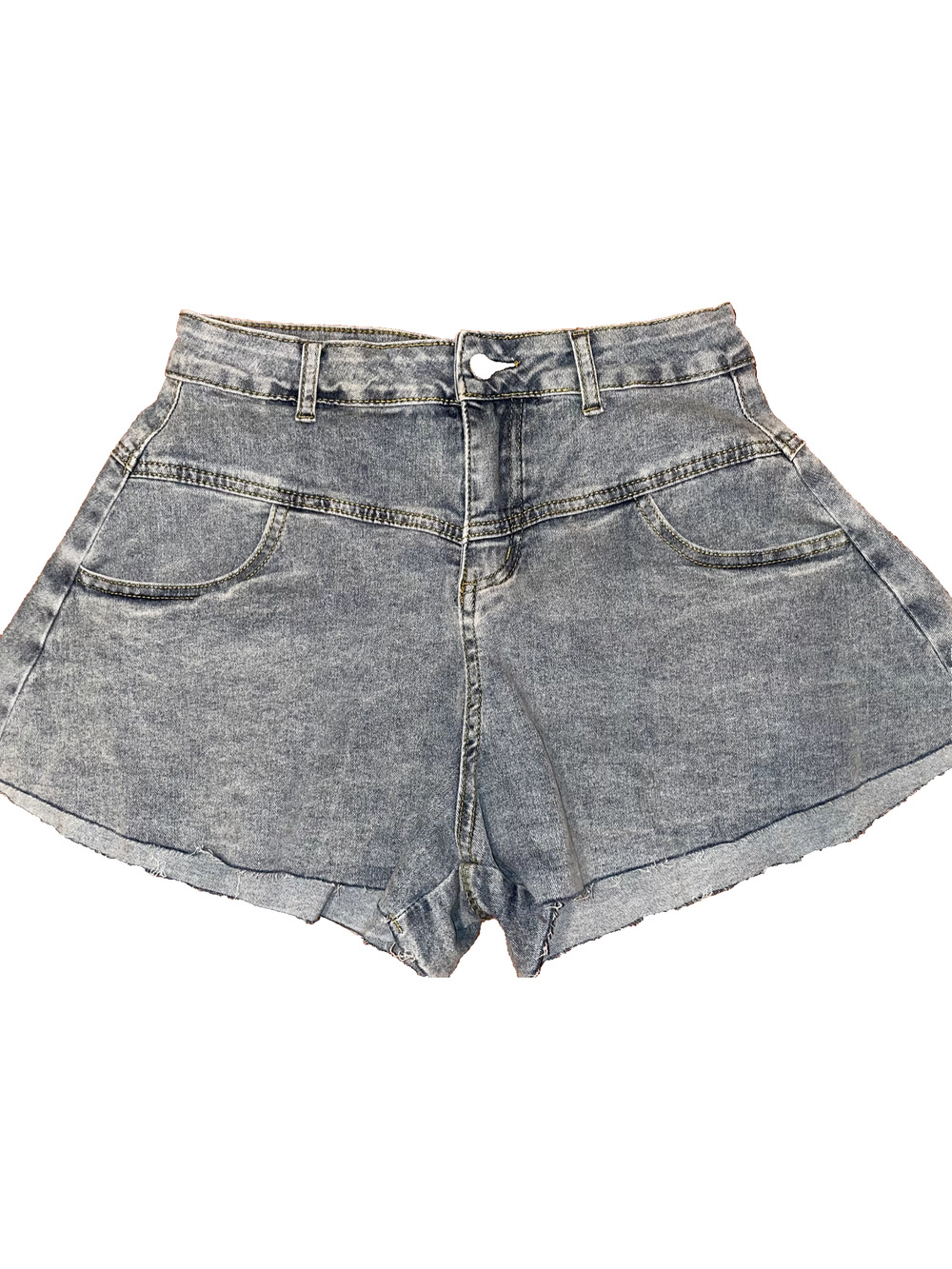 Womens Korean Style Ruffled Denim Shorts Loose Wide Leg Jeans Flared MEDIUM